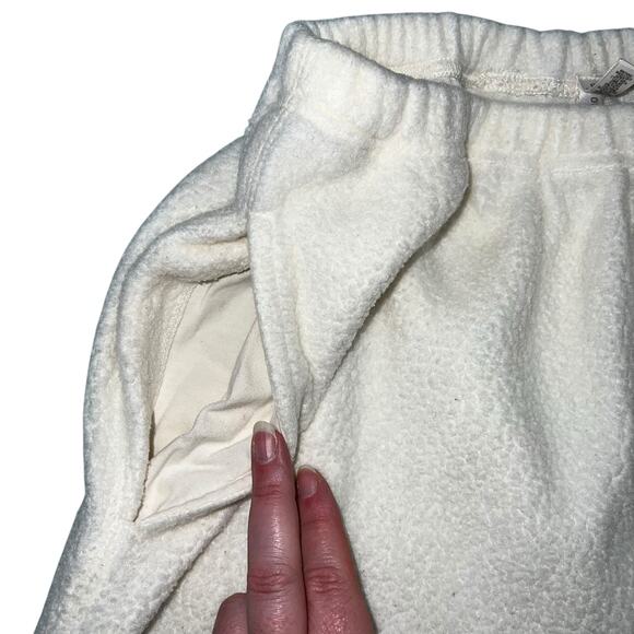 Mast Womens Fleece Casual Sweatpants Ivory Cream Straight Leg Pockets Soft Small - Picture 3 of 7